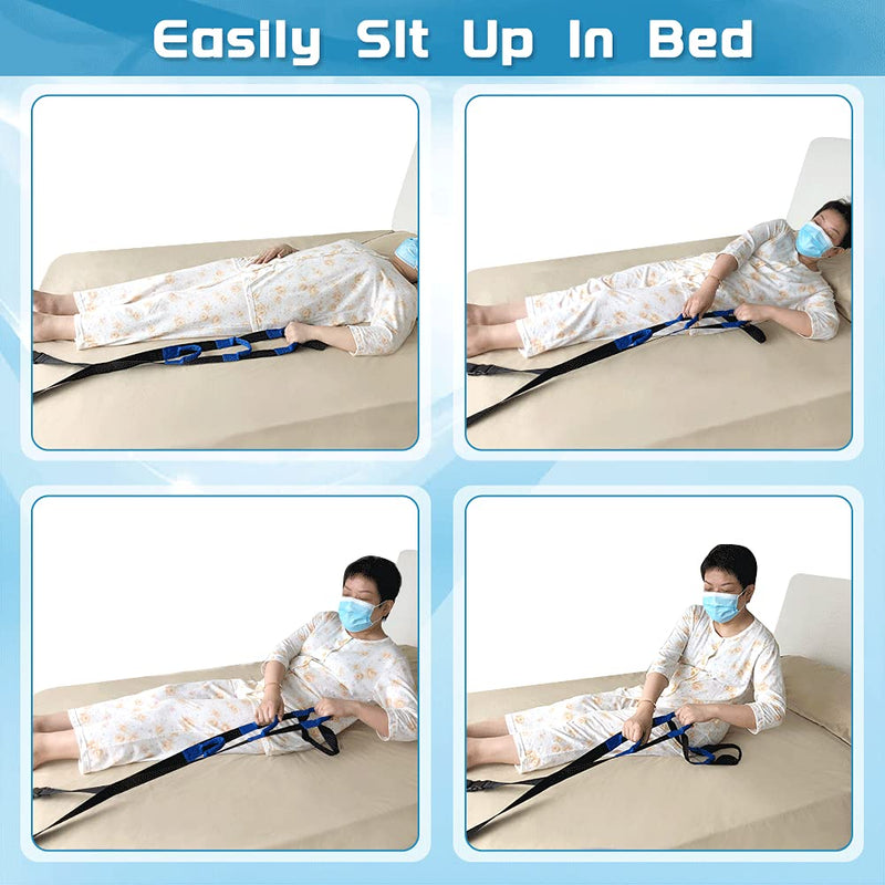 NEPPT Bed Ladder Assist - Pull Up Bed Rope Ladder Beds Rails Assist Strap for Elderly and Seniors Bedridden Patients Lifting Assistance with Handle Adjustable Sit Up Helper Safety Bedside Hand Grips Black - BeesActive Australia