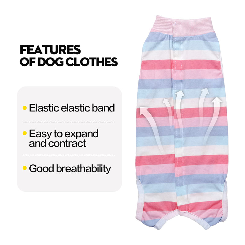 Coppthinktu Dog Recovery Suit for Abdominal Wounds or Skin Diseases, Breathable Dog Surgery Recovery Suit for Dogs, E-Collar Alternative After Surgery Wear Anti Licking Wounds Stripe. L Chest 17" Neck 11" Weight 9-13 lb Pink - BeesActive Australia