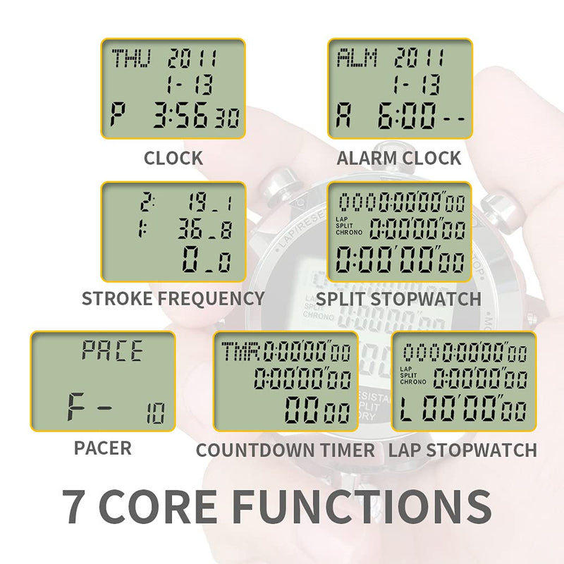 JUNSD Digital Stopwatch, Metal Stop Watch 10 Lap Memory Stopwatch Timer, Water Resistant Stopwatch for Sports, Competitions, Games - BeesActive Australia