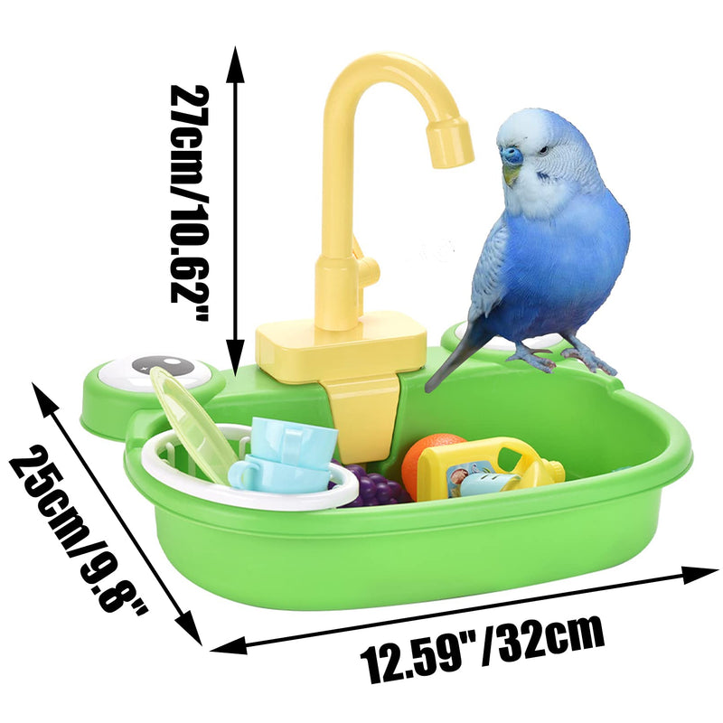 PINVNBY Parrot Bath Tub Bird Automatic Bathtub with Faucet Multifunctional Parakeet Shower Box Bird Bathroom Toys for Small Medium Birds - BeesActive Australia