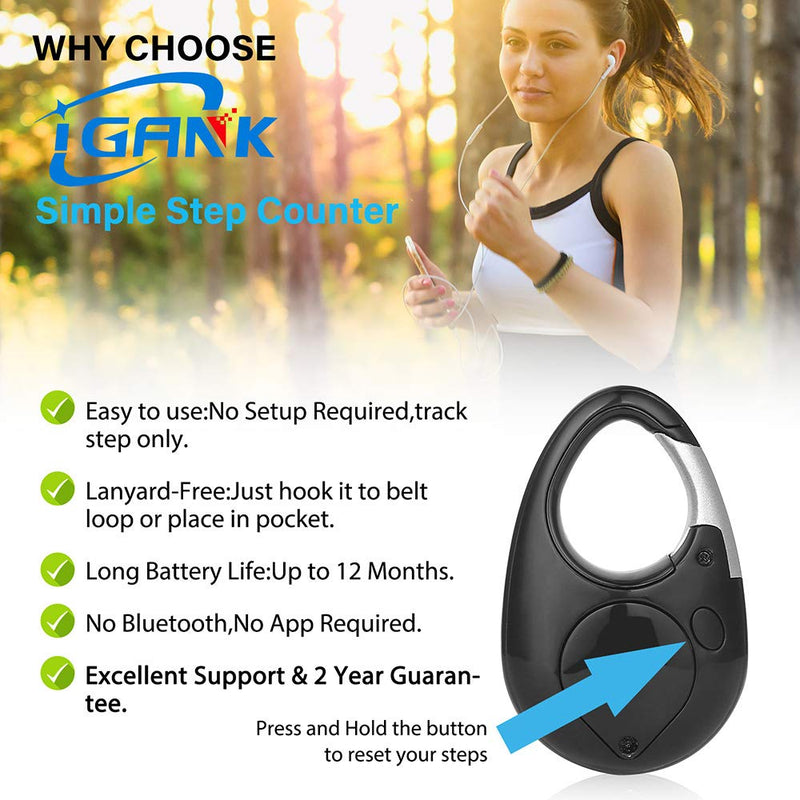 iGANK Simple Walking Pedometer Step Counter for Men Women Kids Black - BeesActive Australia