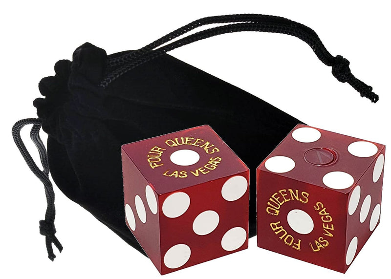 Four Queens Las Vegas Casino Table-Played 19mm Matching Serial Numbers Craps Dice Red Frosted with Pouch - Set of 2 Dice (Dice Pair) Set of 2 Dice (Dice Pair) - BeesActive Australia