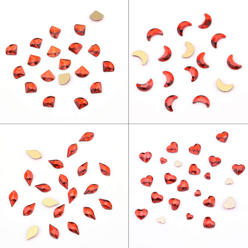 262pcs Flatback Red Nail Art Crystals 960pcs Round Rhinestones 3d Glass Gemstones for Makeup Face Decor Crafts Supply Red Stones Set - BeesActive Australia