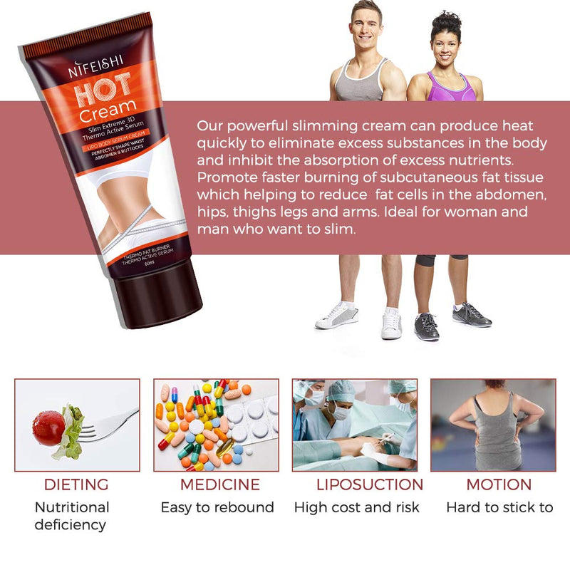 Hot Slimming Cream (2 Pack), Weight Loss Cellulite Cream, Professional Cellulite Removal and Fat Burning Cream for Belly, Natural Cellulite Treatment Cream for Thighs, Legs, Abdomen, Arms and Buttocks - BeesActive Australia