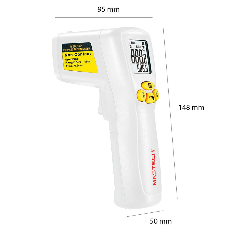 Mastech MS6591P Infrared Digital Thermometer Non-Contact Forehead with 2 measurement modes: Body (32ºC-42ºC) and Surface (0ºC-100ºC) - BeesActive Australia