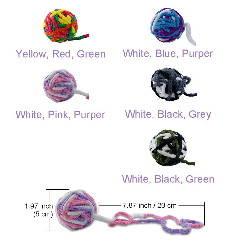 Cat Toy Balls - 5 PCS Colorful Yarn Cat Balls Built-in Bell Cat Toys Interactive Kitten Toys Cat Ball Toys for Cats Kitten - BeesActive Australia