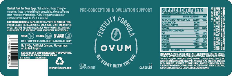 OVUM Fertility Supplement with MicroActive� CoQ10 and Methylfolate | We Start with The Egg � | Most Scientifically Advanced Supplement for Fertility | 30 Day Supply | Made in The U.K. - BeesActive Australia