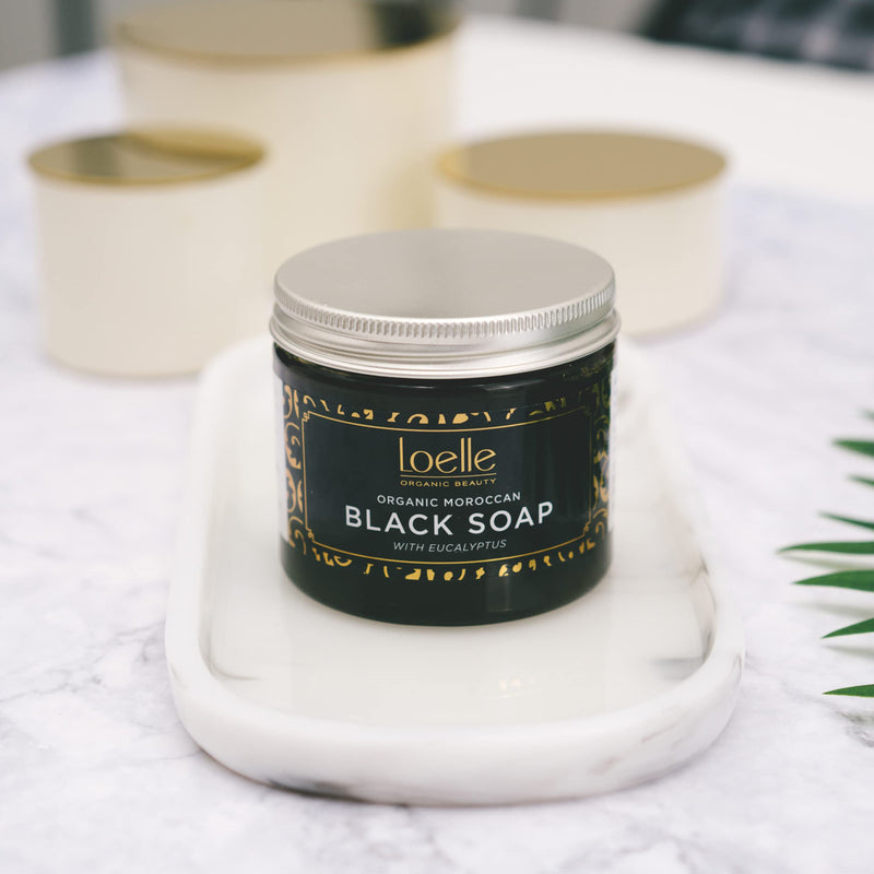 Loelle - 100% Organic Moroccan Black Soap - Made with Natural Ingredients - Black Hammam Exfoliating Body Scrub - Exfoliating Shower Gel (200g) - BeesActive Australia