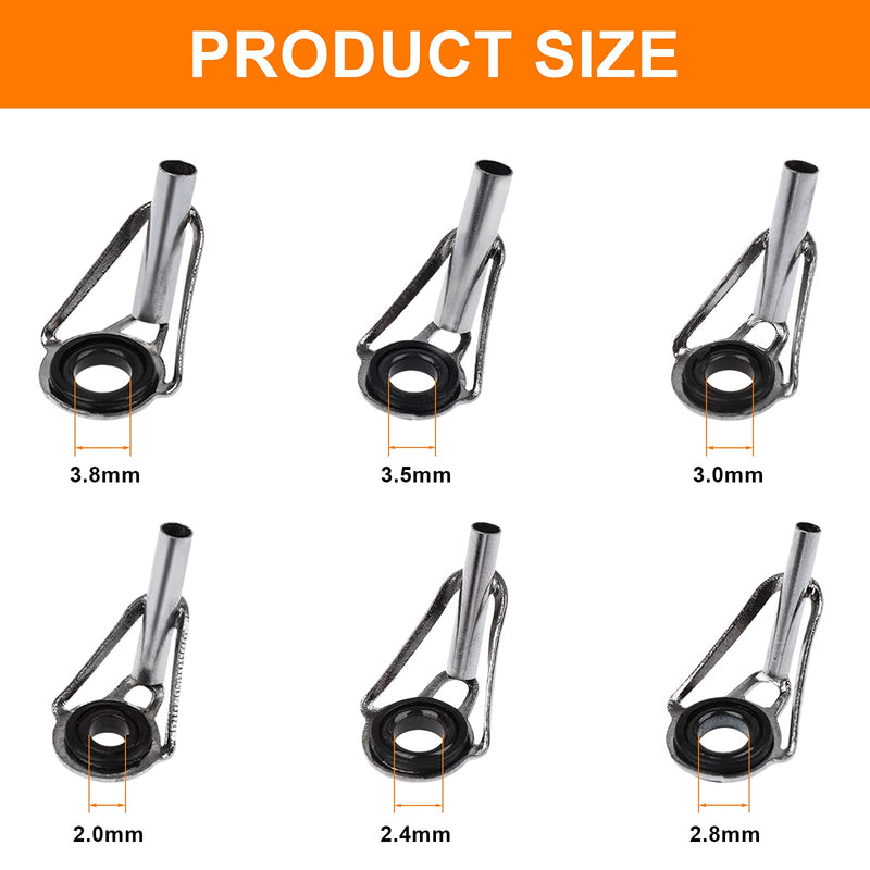 Proximitck 30pcs Fishing Rod Tip Repair Kit Fishing Rod Tips Stainless Steel Ceramic Ring 6Sizes - BeesActive Australia