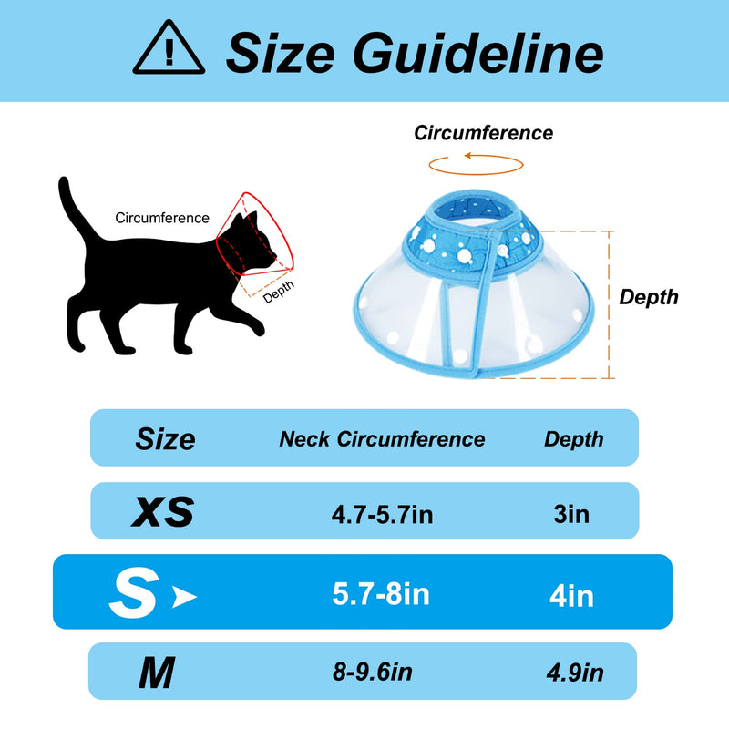 Vivifying Pet Cone, Adjustable Lightweight Elizabethan Collar for Puppies, Small Dogs, Cats, Kittens and Rabbits S(Neck: 5.7-8.0 in) Blue - BeesActive Australia