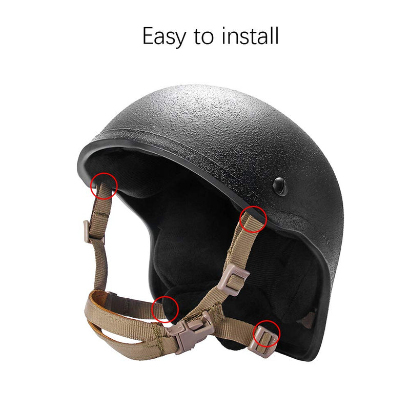 [AUSTRALIA] - Helmet Chin Strap 4 Points for Tactical Fast/MICH/IBH Kevlar Bump Helmets, X-Nape Suspension System with Bolts and Screws Black/Tan Dark Earth 