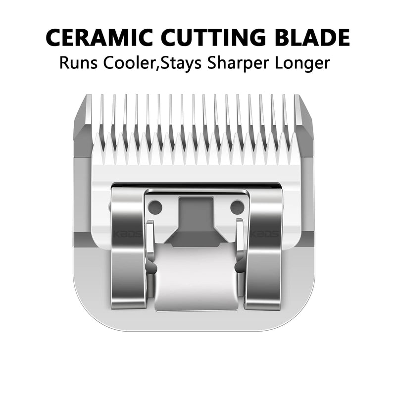 KBDS Detachable Ceramic Pet Clipper Blades,Size-4F,Compatible with Most Andis,Oster,Wahl A5 Clippers,Made of Ceramic Blade Cutter and Carbon Steel Blade,3/8'' Inch 9.5mm Cut Length, 4F Blade - BeesActive Australia