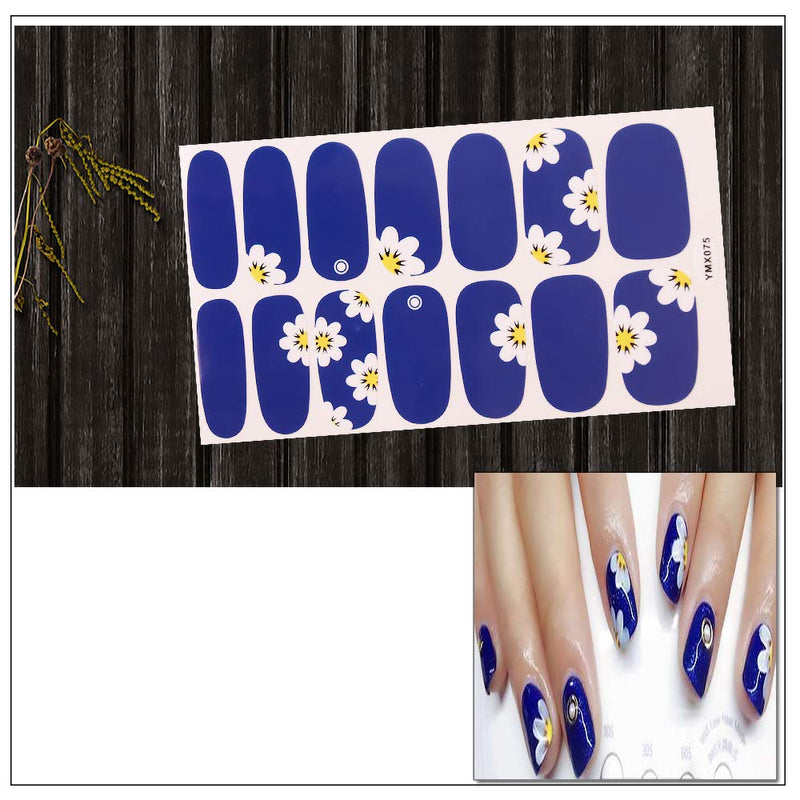 SILPECWEE 6 Sheets Nail Art Polish Stickers Tips Flower Design Adhesive Manicure Wraps Decals Strips Kit And 1Pc Nail File No1 - BeesActive Australia