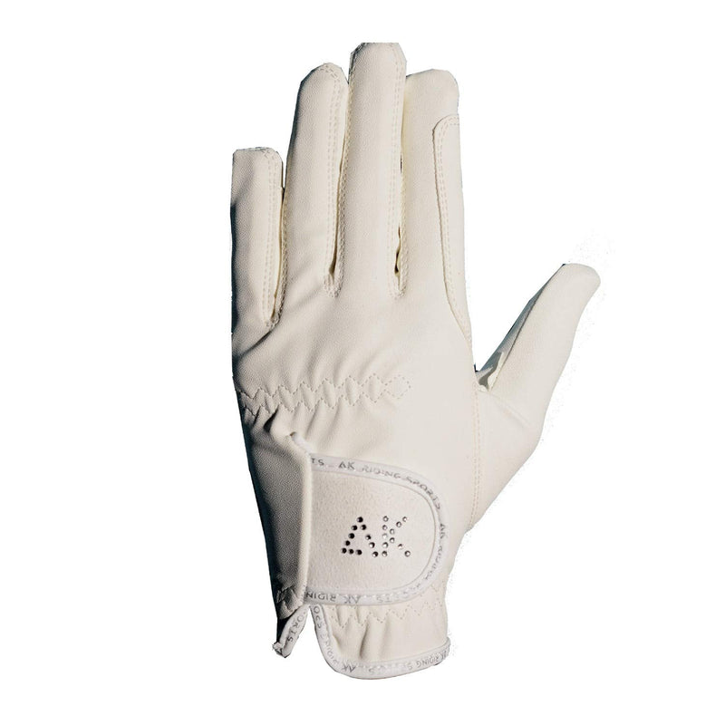 AK Horse Riding Gloves Ladies, Men & Kids Equestrian Gloves with Stones AKRS-6710 (L, White) - BeesActive Australia