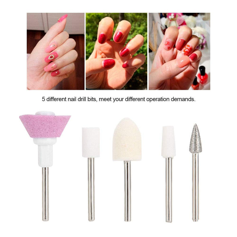 5Pcs/Set Nail Drill Bits, Ceramic Metal Cuticle Clean Drill Bits for Acrylic, Hard Gel Remover For Manicure Pedicure Polishing Mill Cutter Nail Files - BeesActive Australia