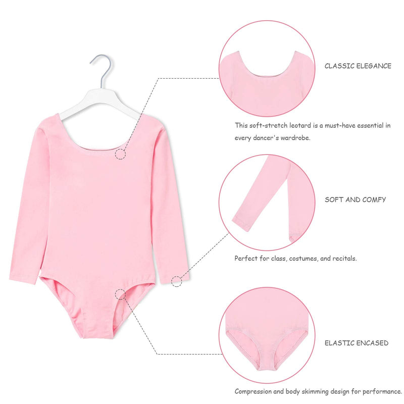 Girls Long Sleeve Team Basic Leotards For Kids Lavender 10-12 Years - BeesActive Australia