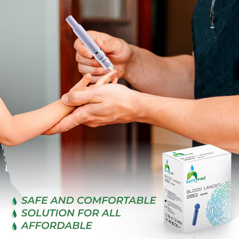 SafeFine 28G 3mm Blood Lancets Sterile Compatible with Most Lancing Devices 100 pcs/box - BeesActive Australia