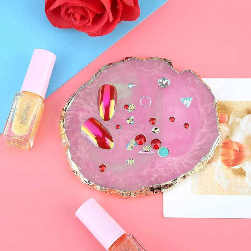 Resin Nail Art Palette, Kalolary Polish Holder Drawing Color Palette, Nail Art Painting Gel Palette Manicure Tool (Pink) Pink - BeesActive Australia