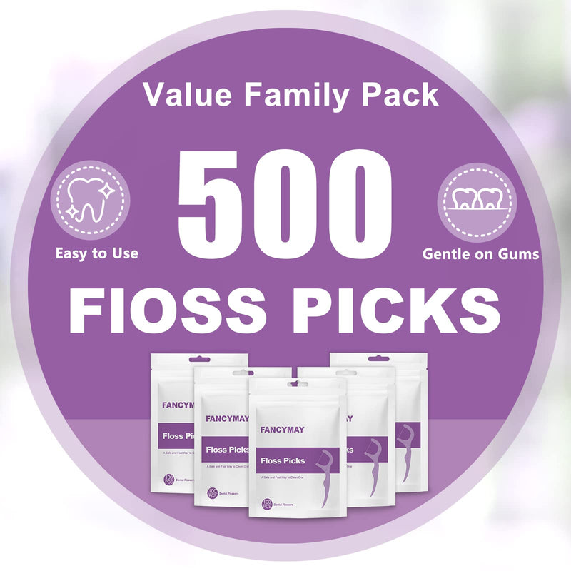 500 Count Dental Floss Sticks Great Value Family Pack, High Toughness Tooth Floss Picks with Widened Handles and Toothpicks, Cleaning Tight Teeth Easier and Comfortably, 100 Count Bag (Pack of 5) - BeesActive Australia