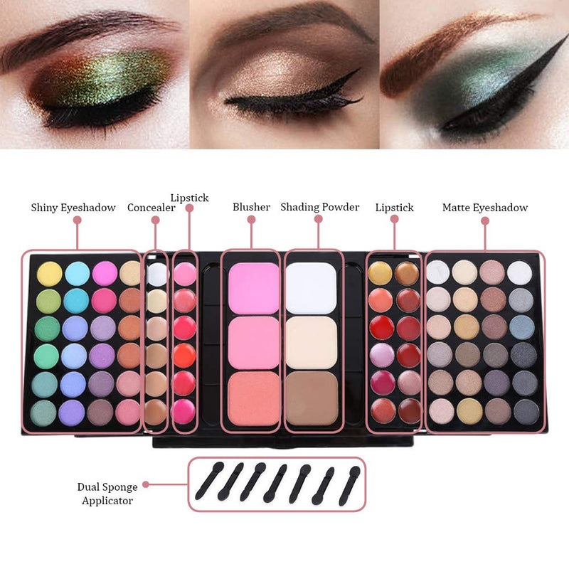 Pure Vie Professional 48 Colors EyeShadow Palette, 18 Lip Gloss, 6 Concealer, 3 Blusher and 3 Shading Powder - Ideal for Professional as well as Personal Use - BeesActive Australia