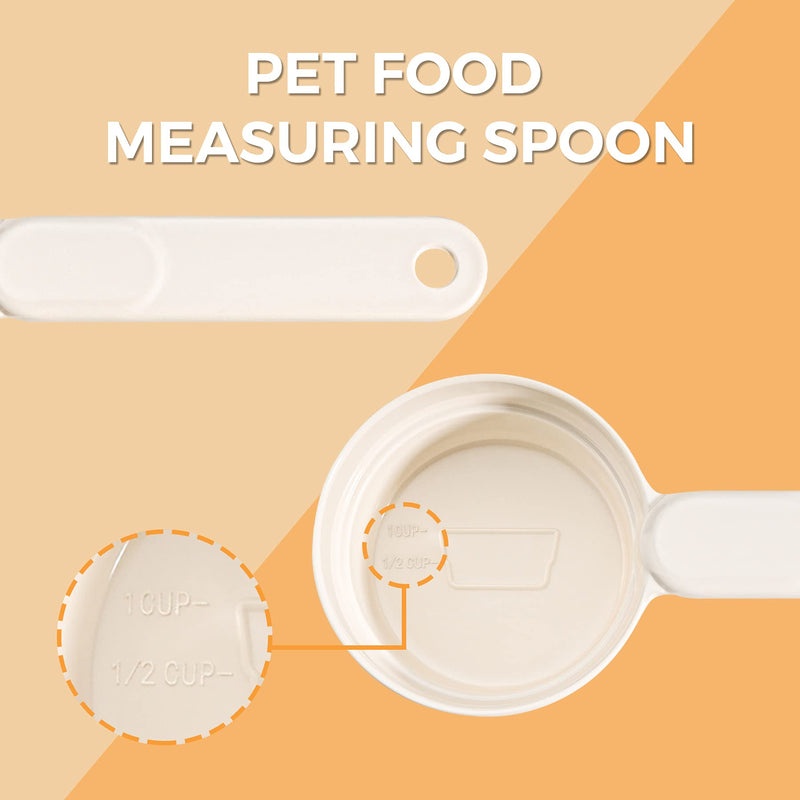MSBC Melamine Pet Food Scoop, Cat Food Measuring Cups, Comfortable Long Handle Scoop for Dog, Cat, Ferret and Rabbit Food, 3 Cup Size Pet Food Feeding Scoop Dishwasher Safe White - BeesActive Australia