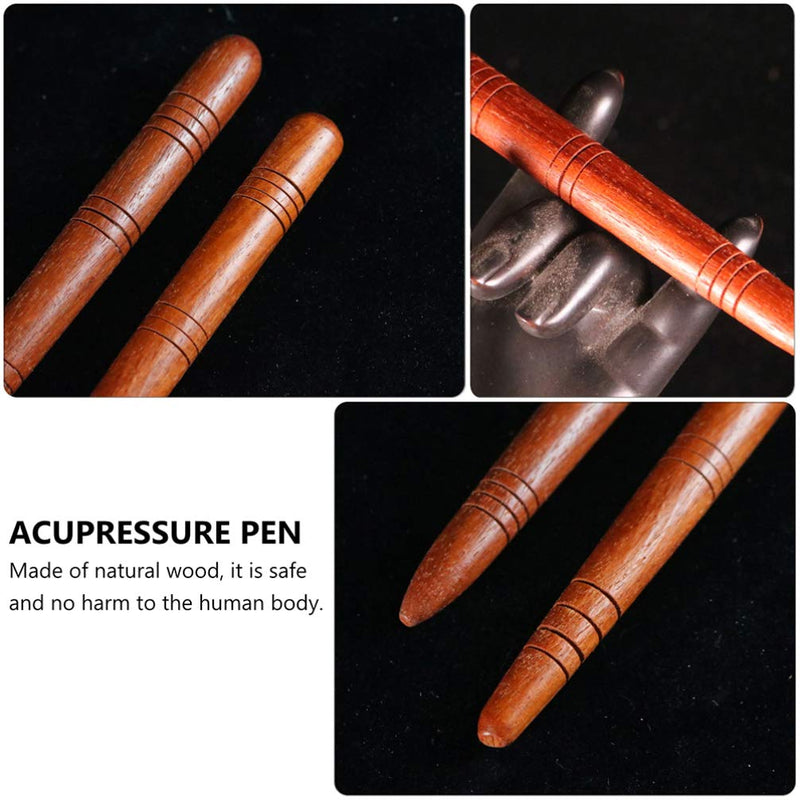 Wooden Massage Stick Foot Hand Acupoint Pen Cone Thai Health Care RelaxationTool for Head Face Body- 4Pcs - BeesActive Australia