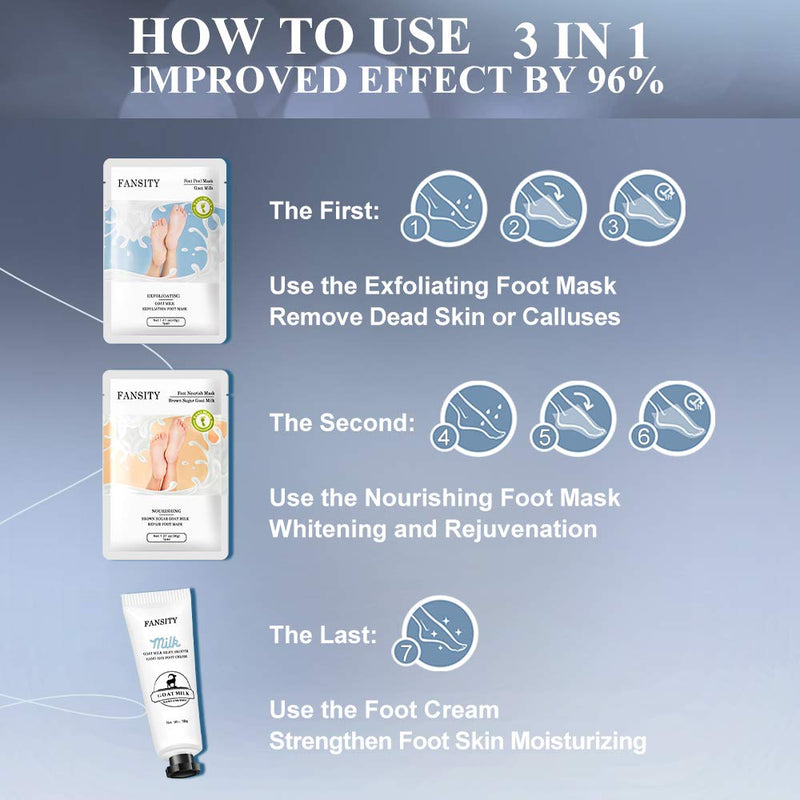 FANSITY Foot Peel Mask,6 Pack Exfoliating&Nourshing Peeling Foot Mask For Cracked Heels,Dead Skin & Calluses Remover Baby Soft Smooth Feet Care 3 IN 1,Natural Foot Care for Men & Women 6 PACK - BeesActive Australia