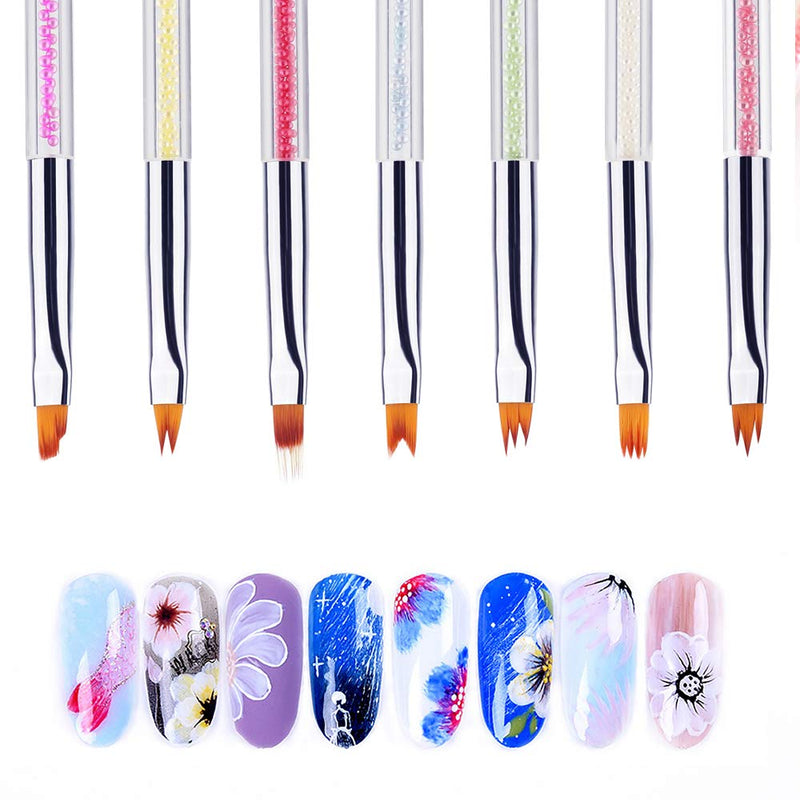 MWOOT Nail Brushe Set for Nail Art Gel Ombre Gradient, 7Pcs UV Gel Painting Pen, Double-ended Handle Manicure Nail Art Tip Builder Liner Polish Pen Tools - BeesActive Australia