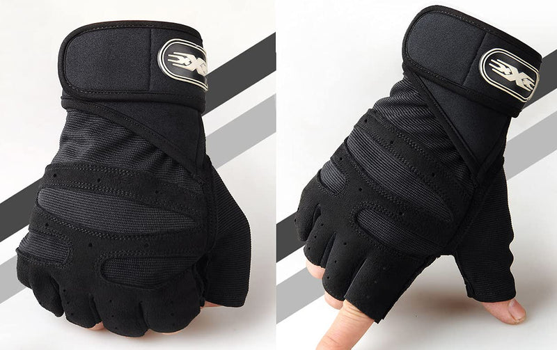 SUJAYU Workout Gloves, Gym Gloves for Men, Wrist Wraps Lifting Wrist Wraps Gloves for Working Out, Hand Out Gloves Fitness Gloves Full Palm Protection Black Medium - BeesActive Australia