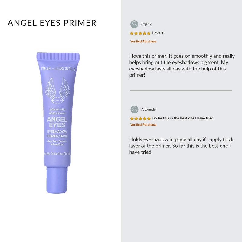 Angel Eyes Eyeshadow Primer by True + Luscious - Clean Formula with Rose Extracts - Vegan, Paraben Free, & Cruelty Free Eye Primer - Great for Oily Lids & Prevents Creasing - 0.33 oz (Shade: Medium) - BeesActive Australia