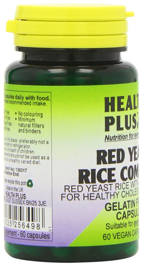 Health Plus Red Yeast Rice Complex Heart Health and Cholesterol Lowering Supplement - Pack of 60 Gelatin Free Capsules - BeesActive Australia