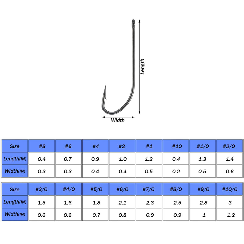 Dr.Fish 100 Pack O'shaughnessy Hook High Carbon Steel Fishing Hooks Sea Bass Fishing J Hooks for Freshwater Saltwater Size 10-10/0 - BeesActive Australia