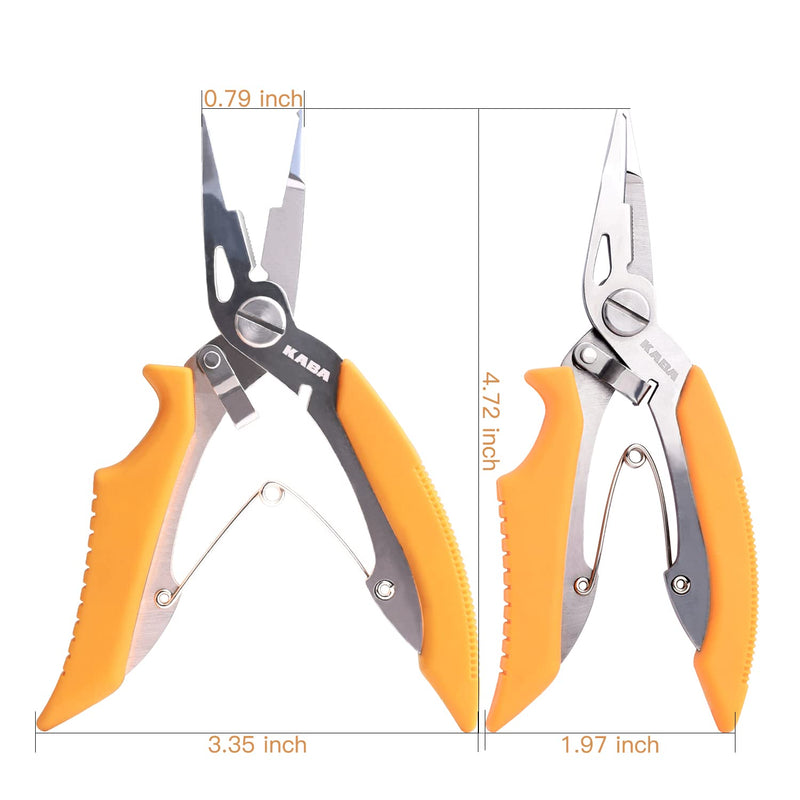 Kaba Fishing Pliers Saltwater, 5 inch Stainless Steel Split Ring Pliers, Portable Fish Control Pliers, Fishing Scissors Line Cutters Hook Removers Crimping Tool - BeesActive Australia