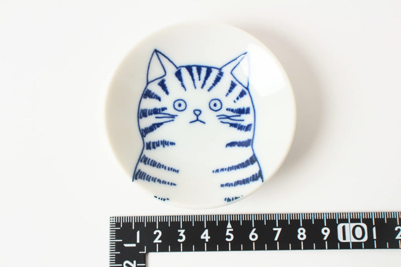 Mino ware Japanese Ceramics Mini Plate/Dish Set of 5 Five Cat Faces White & Blue made in Japan (Japan Import) GBS001 - BeesActive Australia