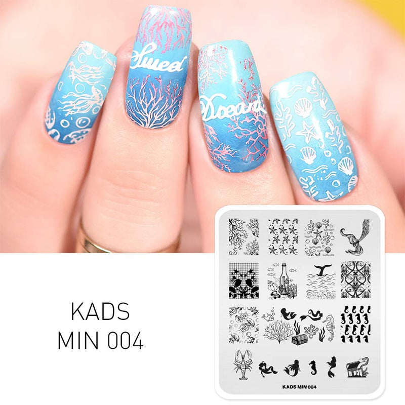 KADS 7 Pcs Nail Art Stamping Plates Flower Butterfly Ocean Star Print Manicure Templates 7 Plates - BeesActive Australia