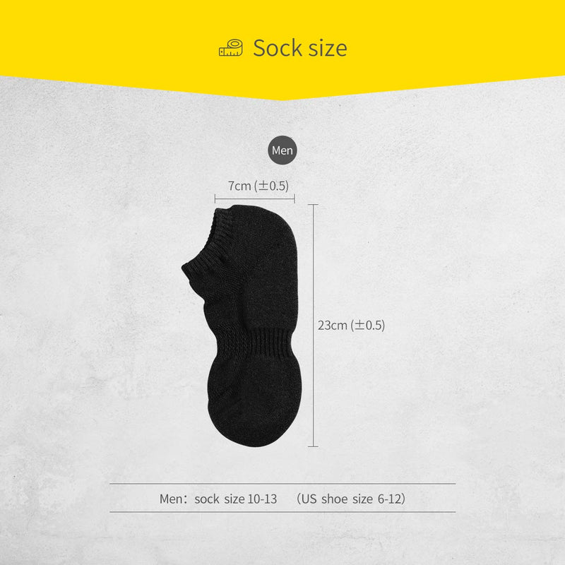 SOX TOWN Men's No Show Socks with Moisture Wicking Performance Cushion Running Low Cut Ankle 6 Pairs Shoe Size: 12-15 Black - BeesActive Australia