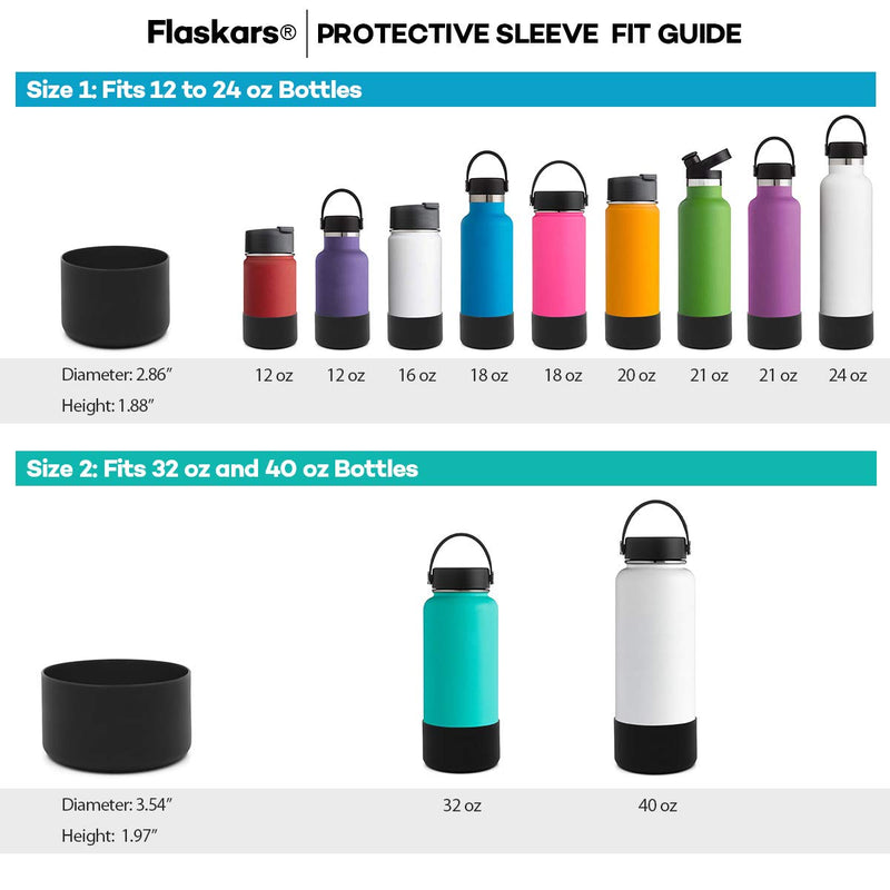 Flaskars Protective Silicone Boot for 12oz - 40 oz Hydro Sport Water Bottles Flask Anti-Slip Bottom Sleeve Cover Black Fits 12 to 24 oz Bottles - BeesActive Australia