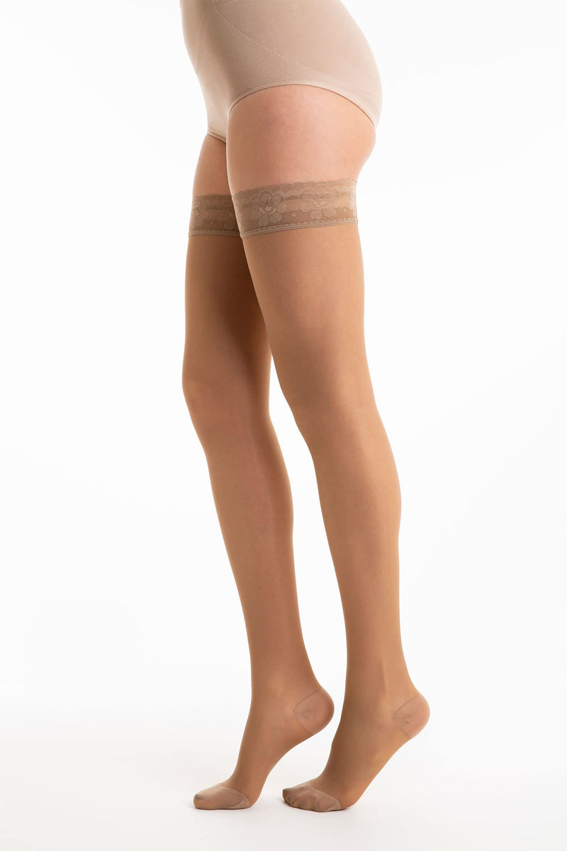 RELAXSAN Basic 870 - moderate support Thigh High Hold-Up stockings 15-20 mmHg, 100% Made in Italy XX-Large Beige - BeesActive Australia