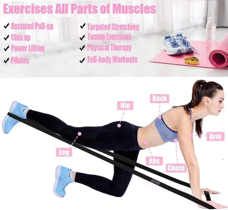 Long Resistance Band Women, Stretch Bands for Exercise Bands Resistance for Women Elastic Bands Gym Bands Fabric Resistance Bands Pilates Band Fitness Bands Pull Up Resistance Band Mini Bands Pink Black - BeesActive Australia