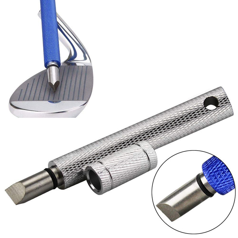 MUZHI Golf Club Groove Sharpener Cleaner, Re-Grooving Tool and Cleaner for Wedges & Irons - Generate Optimal Backspin Blue(1Pack) & Silver(1Pack) - BeesActive Australia