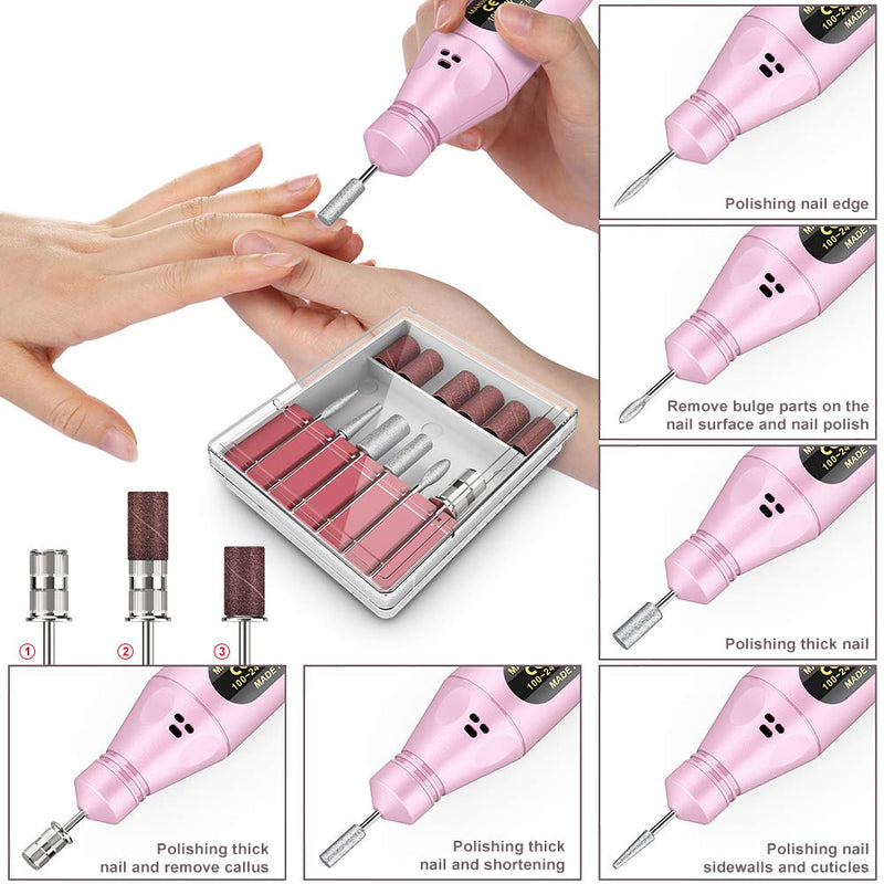 Portable Electric Nail Drill - Professional Efile Electrical Professional Nail File Kit for Acrylic, Gel Nails, Manicure Pedicure Polishing Shape Tools Design for Home Salon Use - BeesActive Australia