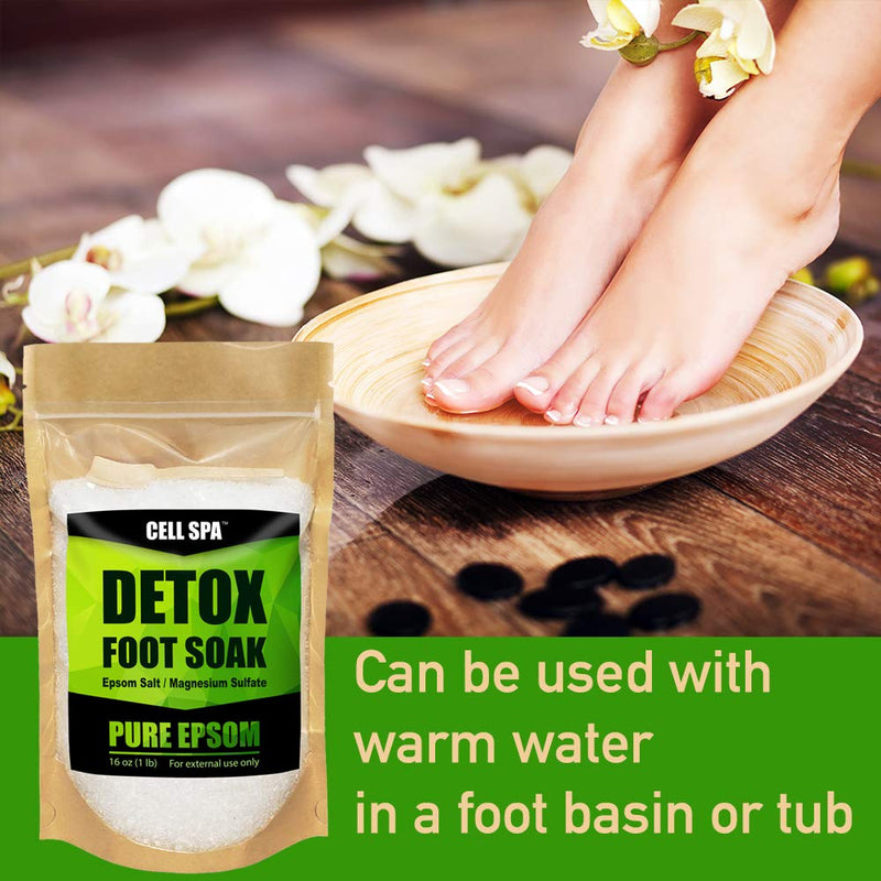 Cell Spa Detox Foot Soak Bath Premium 16 Ounce Lavender Scented Epsom Salt Magnesium Sulfate to Help Detox, Relieve Stress, Eliminate Odors & Soften Your Feet (UNSCENTED) UNSCENTED - BeesActive Australia