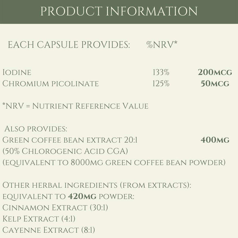 Complementary Supplements - Green Coffee Bean Complex – Metabolism & Weight Loss Support - MAX Strength 8000mg 50% Chlorogenic Acid CGA, Chromium Picolinate - 60 Capsules - BeesActive Australia