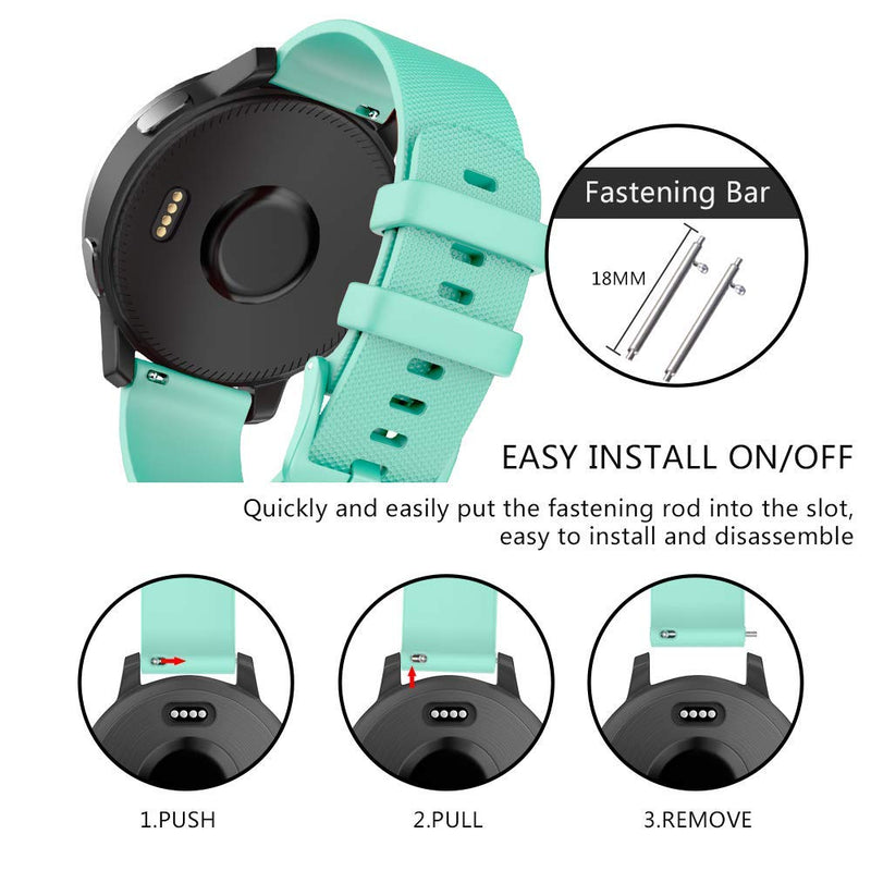 ISABAKE Band for Garmin Vivomove 3s/Vivoactive 4s, 18mm Quick Release Soft Silicone Replacement Strap, Compatible with Garmin Move 3S / Garmin Active S (Teal) Teal - BeesActive Australia