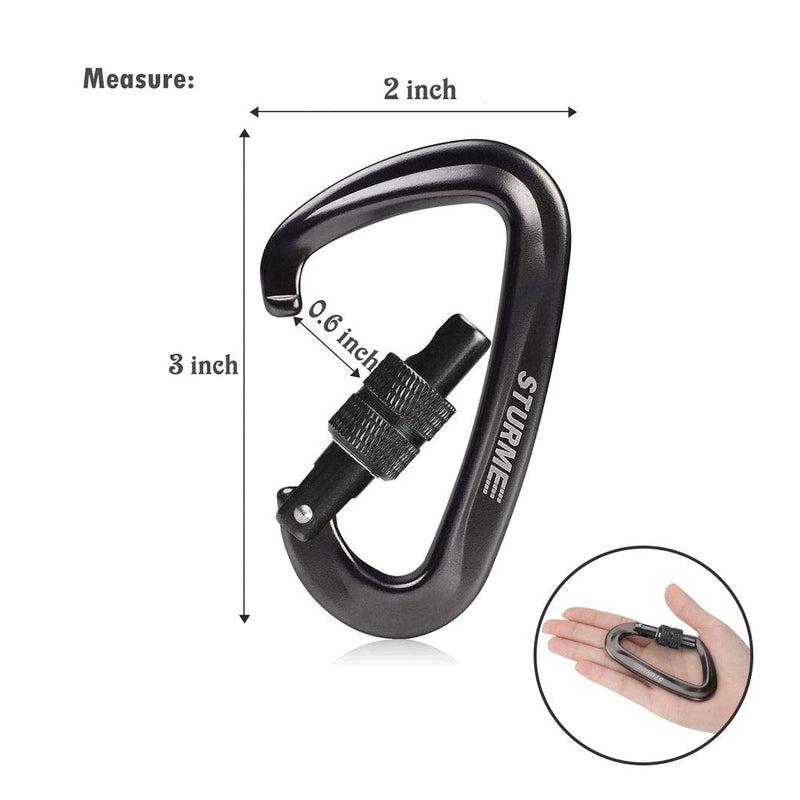 STURME Carabiner Clip 12KN Aluminium Wiregate Lightweight Heavy Duty Large Strong Durable D-Ring Hooks Spring Snap Link Keychain Clips Set for Hammock Improved Design 2022 - BeesActive Australia