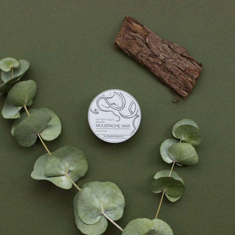 The Brighton Beard Co. Jevington Jiggs's Lime & Basil Extra Firm Moustache Wax, Handmade & Reworkable Wax 30g - BeesActive Australia
