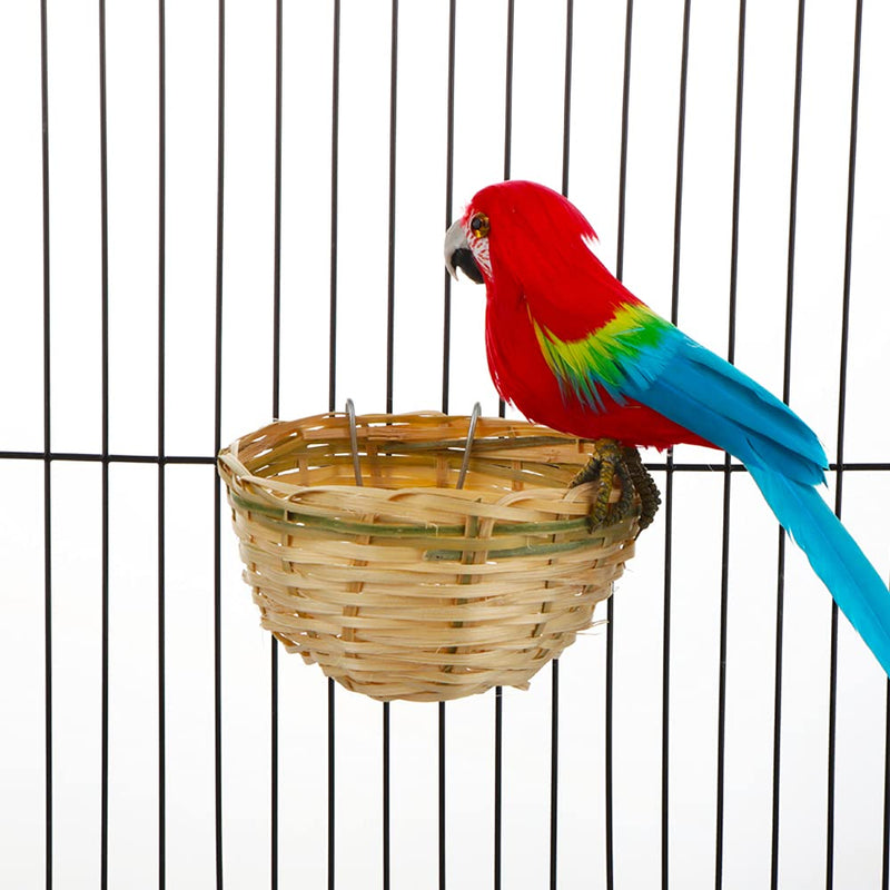 VTurboWay 5 Pack Bird Bamboo Nest, Handwoven Natural Bird Cage House Hatching Breeding Cave with Hook, Country-Style for Small Bird Parrot Canary Swallow Finch - BeesActive Australia