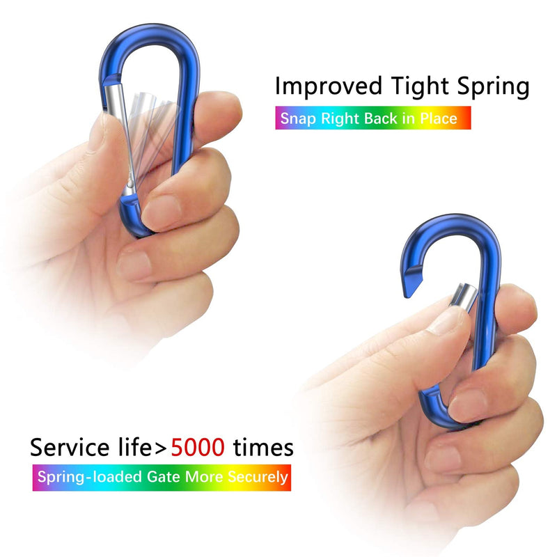 sprookber 3" Aluminum Carabiner D Ring, Caribeener Clips, Spring Snap Hook for Keychain Clip, Set of 10 Multicolor - BeesActive Australia