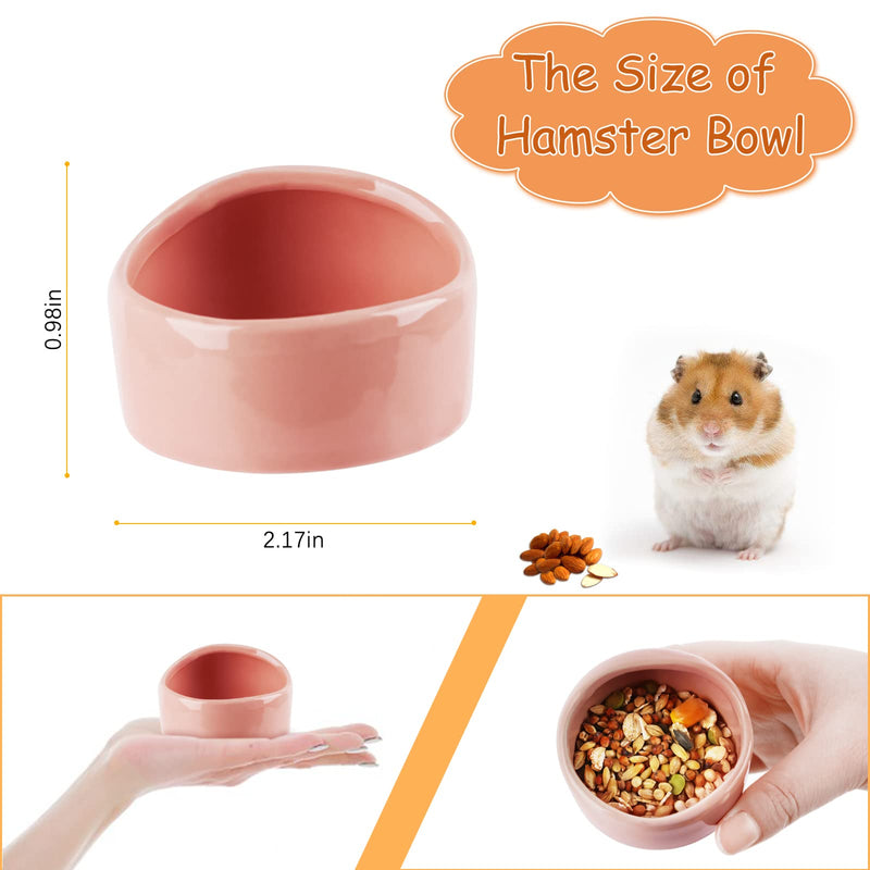 Fitlyiee Ceramic Chew-Resistant Hamster Bowl Dish for Hamsters Hedgehog Guinea Pig and More Small Animals Pink - BeesActive Australia