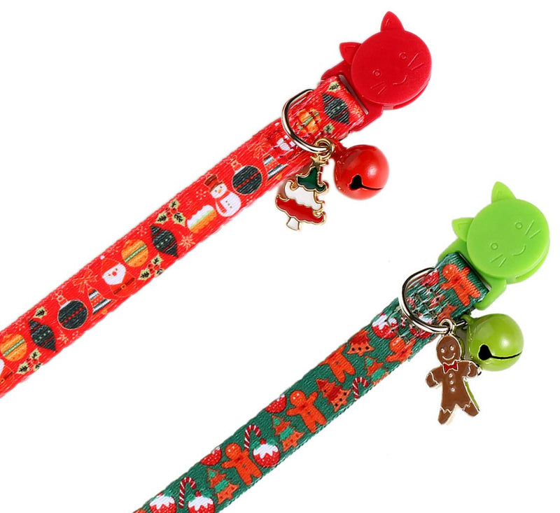 BoomBone Set of 2 Cat Christmas Collar with Cute Pendants, Breakaway Puppy Collar with Bell - BeesActive Australia